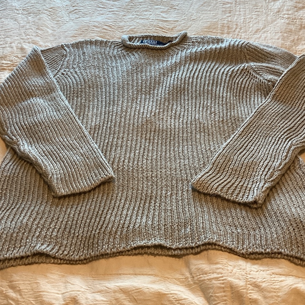 Polo by Ralph Lauren Beige Crewneck Ribbed Sweater